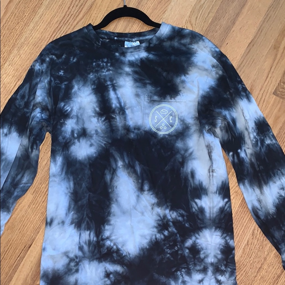 Sand Cloud Black Acid Wash Long Sleeve Pocket Tee